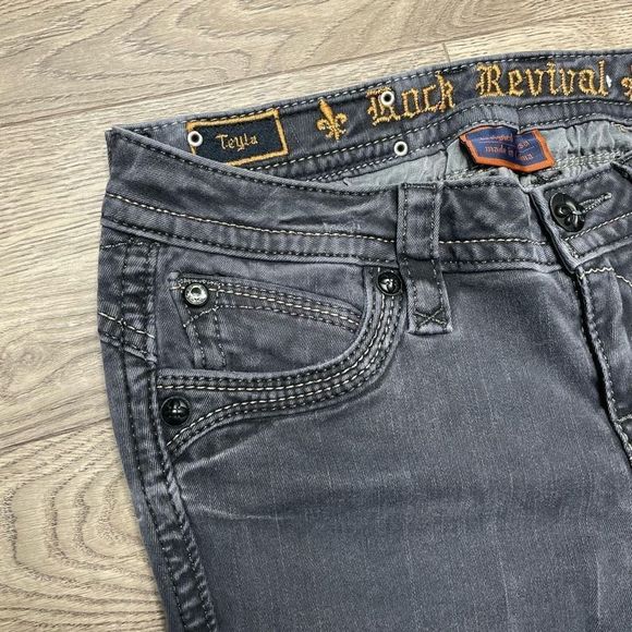 Rock Revival Jeans Womens Size 26 Teyla Skinny Low Rise Grey Denim - Picture 2 of 14